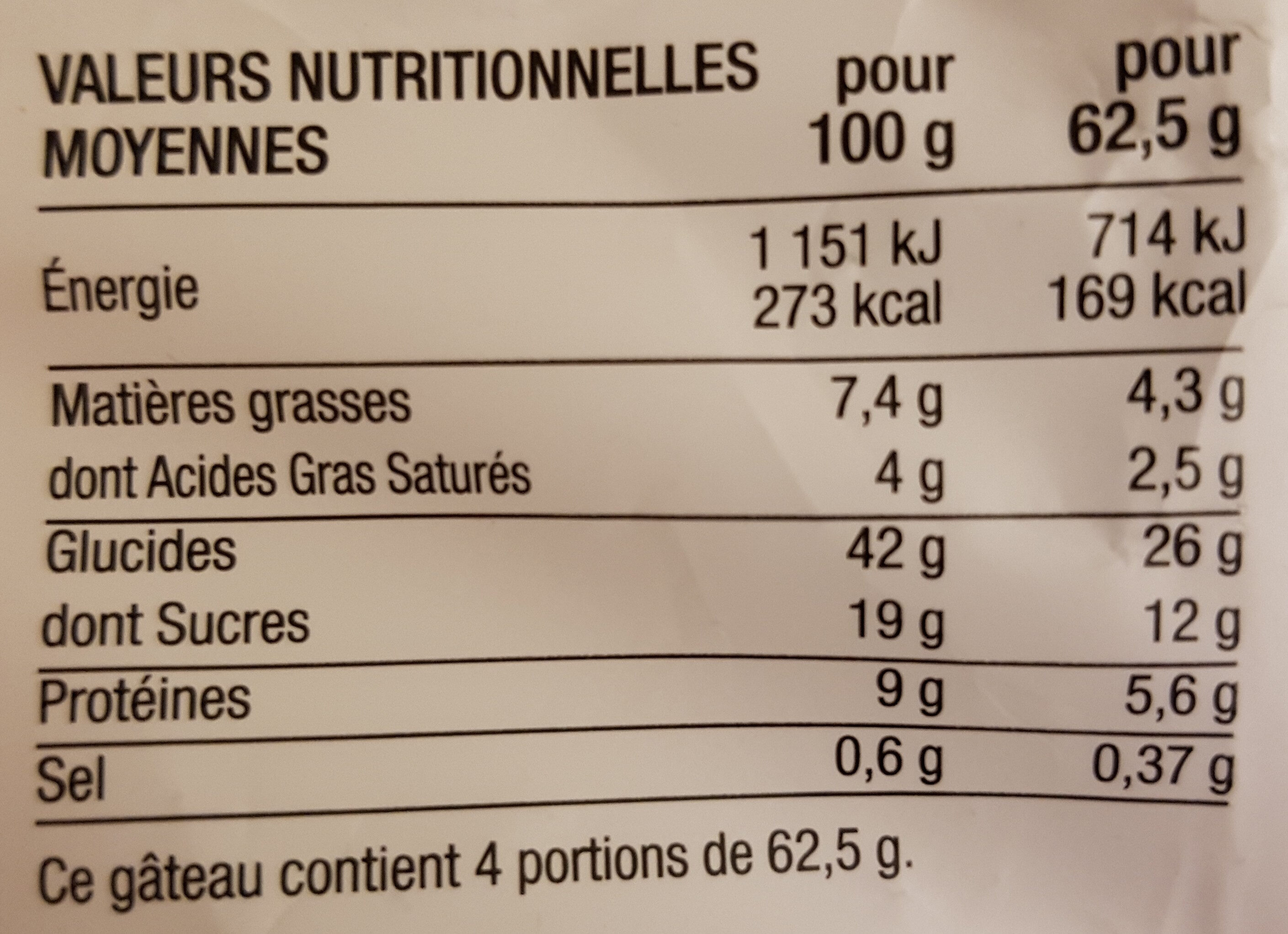 Le tourteau - Nutrition facts - fr