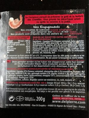 Queues de crevettes à la provençale - à poêler - Nutrition facts - fr