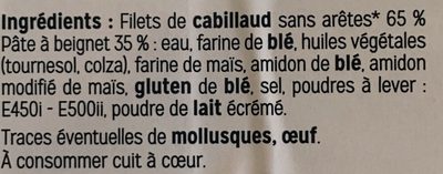 Filets De Cabillaud Facon Fish And Chips - Ingredients