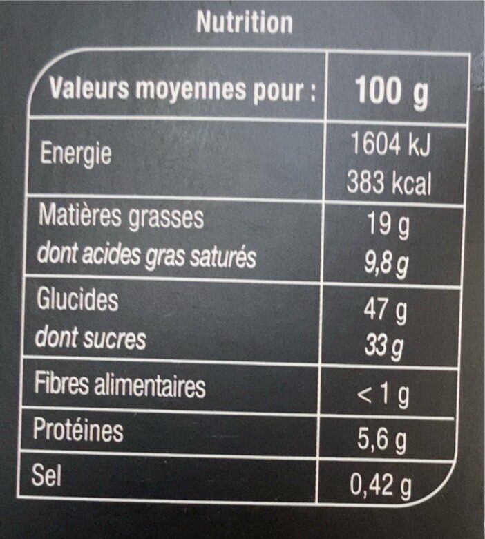 Tartelette au Caramel beurre salé - Nutrition facts - fr