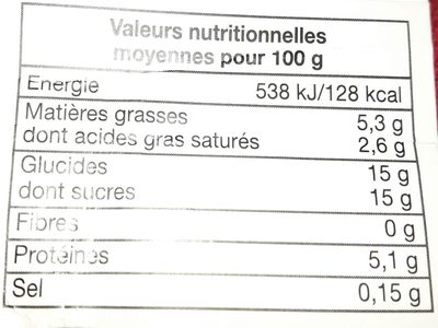Mon Œuf au Lait Vanille Naturelle - Nutrition facts - fr