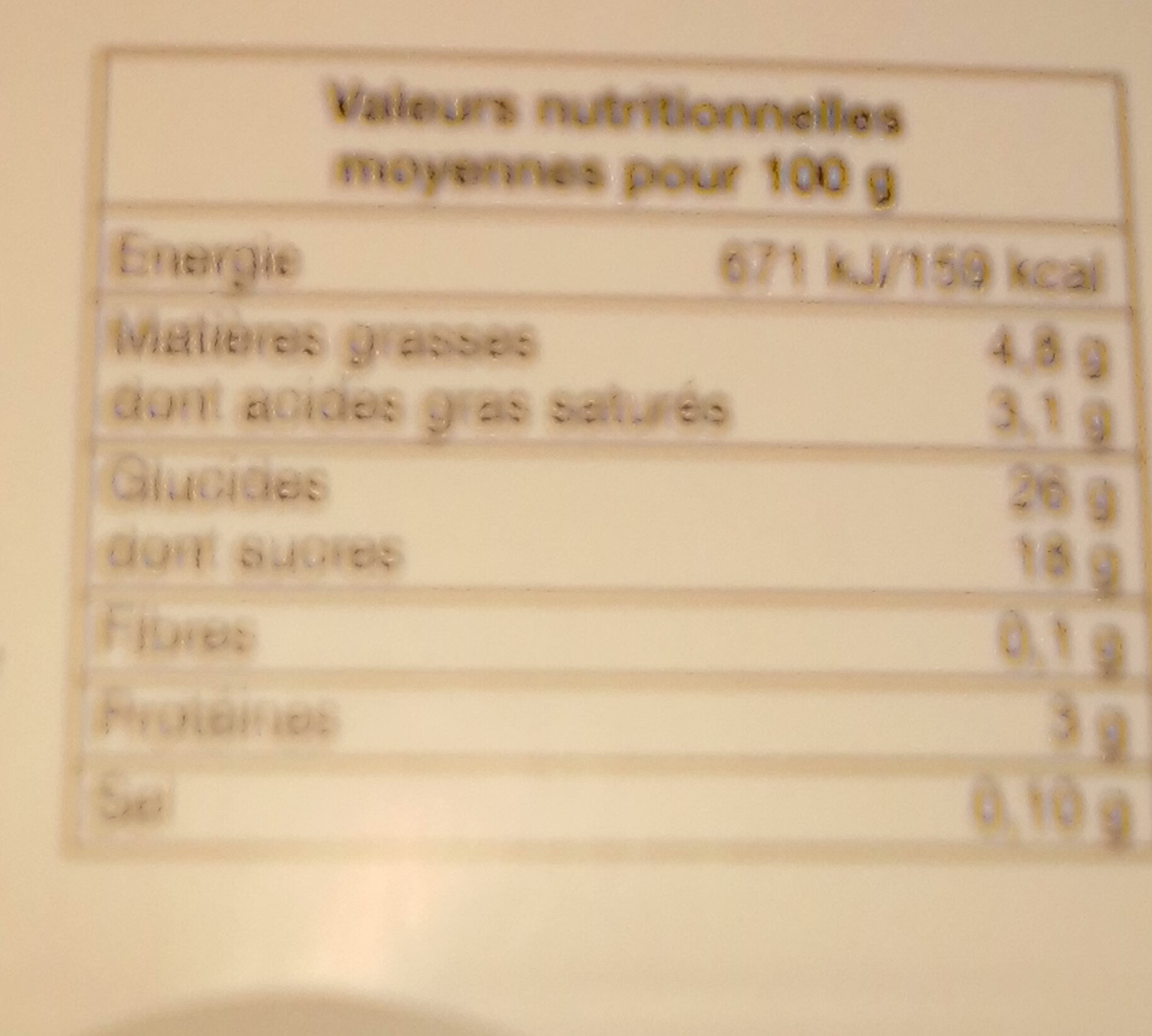 Mon riz au lait caramel - Nutrition facts - fr