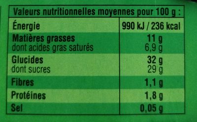 Sensation fondante Mousse châtaigne - Nutrition facts