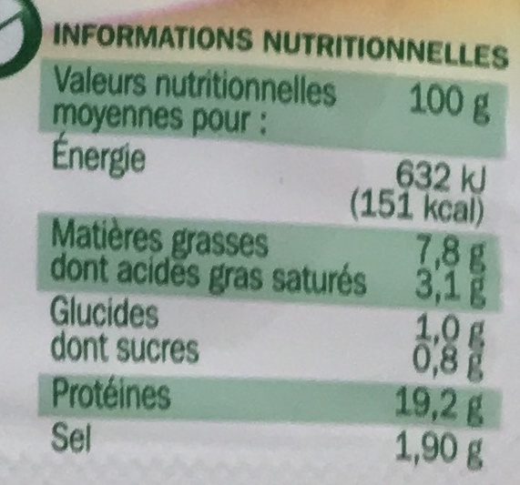 Jambon à griller 2 tranches - Nutrition facts - fr