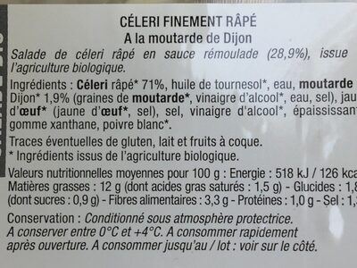 Salade de Céleri BIO - Ingredients - fr