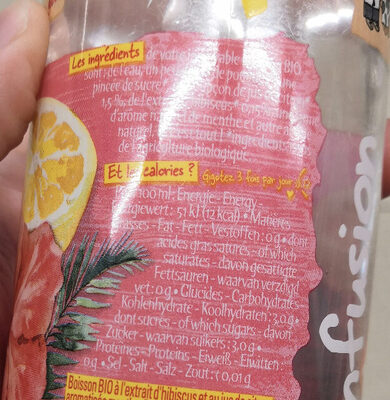 L'incroyable infusion d'hibiscus 33cl - Nutrition facts