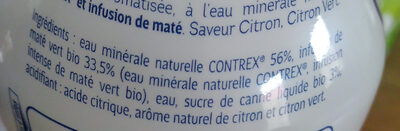 CONTREX Green Infusion de Maté BIO saveur Citron Citron Vert 75cl - Ingredients - fr
