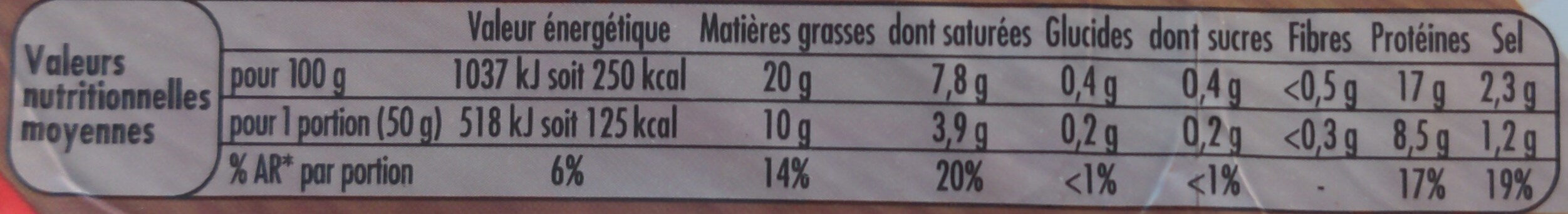 Allumettes nature - Nutrition facts - fr