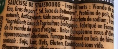 Saucisses de strasbourg fumées bio conservation sans nitrites - Ingredients - fr